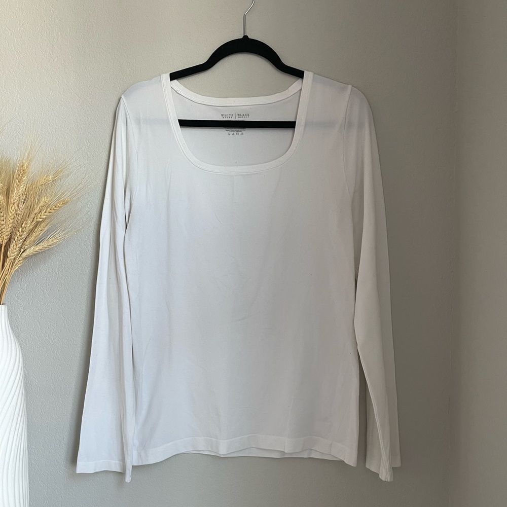 White House Black Market Women's White Long Sleeve Tee Shirt - Size XL